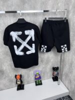 “Off-White” Spray Arrow Print Regular Fit Shortsuit (Черно) - Image 9