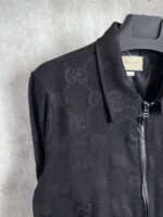 “Gucci” Jumbo GG Canvas Classic Fit Сезонно Яке (Черно) - Image 8