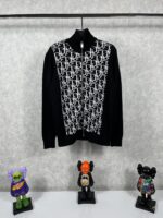 “Christian Dior” Oblique Logo Detail Пуловер с Цип (Черно)