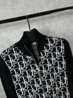 “Christian Dior” Oblique Logo Detail Пуловер с Цип (Черно) - Image 3