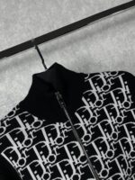 “Christian Dior” Oblique Logo Detail Пуловер с Цип (Черно) - Image 4