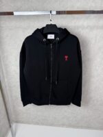 “Ami Paris” Ami de Coeur-Embroidered Zip-Up Hoodie (Черно)