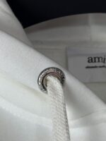 “Ami Paris” Ami de Coeur-Embroidered Zip-Up Hoodie (Бяло) - Image 6
