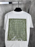 “Amiri” Bandana Logo Embroidered Regular Fit T-Shirt (Бяло) - Image 3
