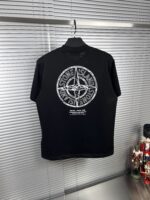 “Stone Island” Logo Print Classic Fit T-Shirt (Черно)