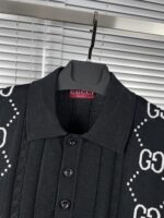 “Gucci” GG Argyle Regular Fit Knitted Polo Shirt (Черно) - Image 3
