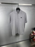 “Dolce&Gabbana” Logo Plaque Classic Fit Knitted Polo Shirt (Сиво)
