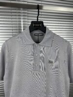 “Dolce&Gabbana” Logo Plaque Classic Fit Knitted Polo Shirt (Сиво) - Image 2