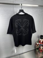 “Off-White” Stitch Arrangement Logo Embroidered Oversize Fit T-Shirt (Черно)