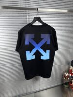 “Off-White” OFF Blue Logo Print Classic Fit T-Shirt (Черно)